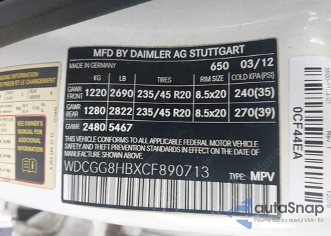 2012 Mercedes-Benz Glk 350 4Matic z USA, uszkodzony, nr VIN WDCGG8HBXCF890713